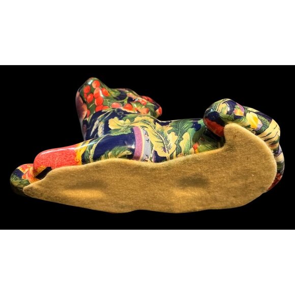 Vtg Joan Baker Designs Floral Decoupage Porcelain Puppy Figurine 8"x4"x4" - Picture 5 of 5